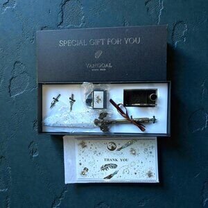 Vintage Carving Feather Pen Set, Dragon Quill Calligraphy Dip Ink, 2